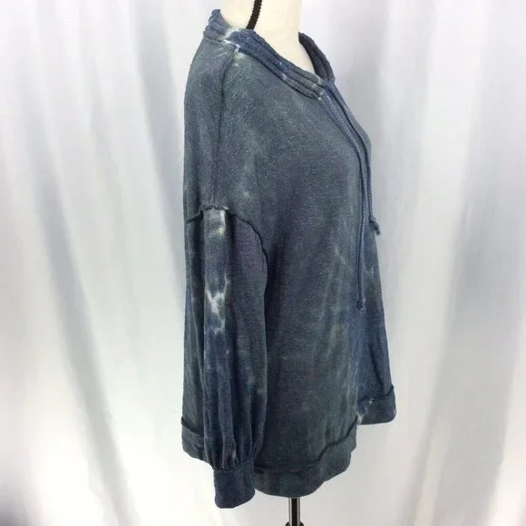 We The Free Blue Best Catch Tie Dye Tunic Top XS Drawstring Free People - Picture 6 of 12